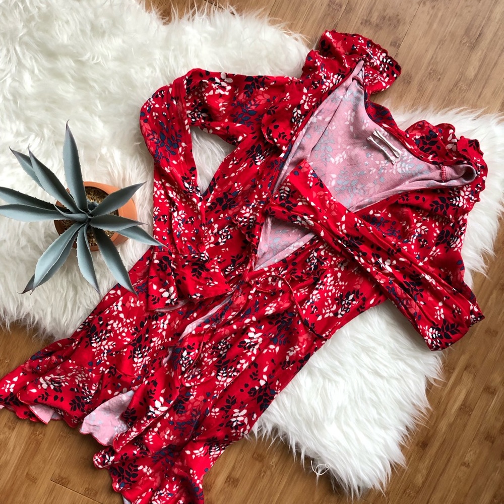 • SOLD • Urban Outfitters Floral Wrap Mini Dress - Picture 4 of 8